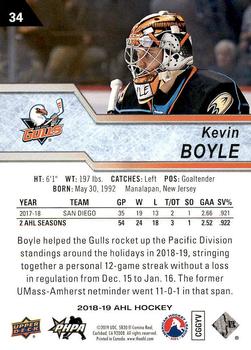 2018-19 Upper Deck AHL #34 Kevin Boyle Back