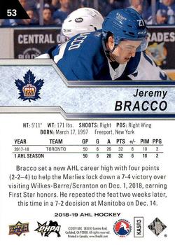 2018-19 Upper Deck AHL #53 Jeremy Bracco Back