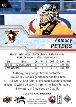 2018-19 Upper Deck AHL #60 Anthony Peters Back