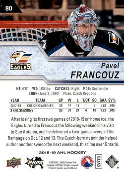 2018-19 Upper Deck AHL #80 Pavel Francouz Back