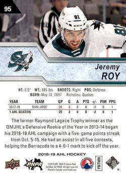 2018-19 Upper Deck AHL #95 Jeremy Roy Back