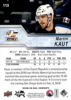 2018-19 Upper Deck AHL #113 Martin Kaut Back