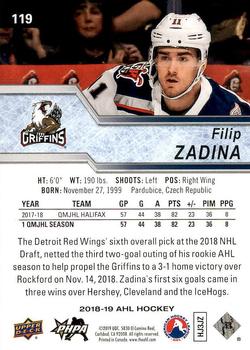 2018-19 Upper Deck AHL #119 Filip Zadina Back