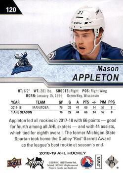 2018-19 Upper Deck AHL #120 Mason Appleton Back