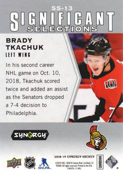 2018-19 Upper Deck Synergy - Significant Selections #SS-13 Brady Tkachuk Back
