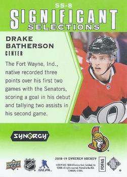 2018-19 Upper Deck Synergy - Significant Selections Green #SS-8 Drake Batherson Back