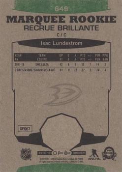 2018-19 Upper Deck - 2018-19 O-Pee-Chee Update Retro #649 Isac Lundestrom Back