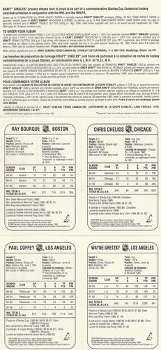 1992-93 Kraft - Kraft Singles All-Stars Panels #NNO Ray Bourque / Chris Chelios / Paul Coffey / Wayne Gretzky Back