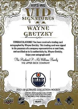 2017-18 Upper Deck Ultimate Collection - Quest Challenge Achievement VIP Signatures #VIPS-WG Wayne Gretzky Back