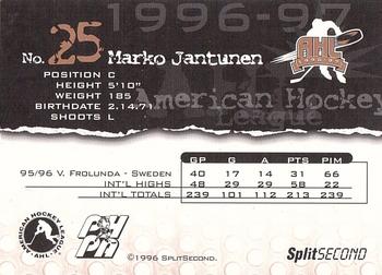 1996-97 SplitSecond Saint John Flames (AHL) #NNO Marko Jantunen Back