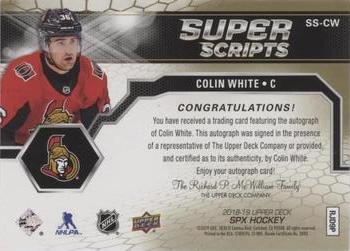 2018-19 SPx - Superscripts #SS-CW Colin White Back