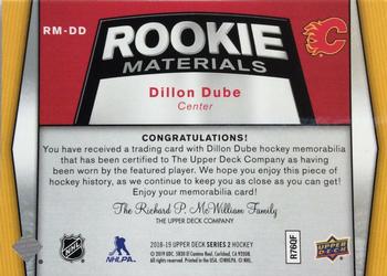 2018-19 Upper Deck - Rookie Materials #RM-DD Dillon Dube Back