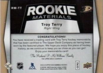 2018-19 Upper Deck - Rookie Materials #RM-TT Troy Terry Back