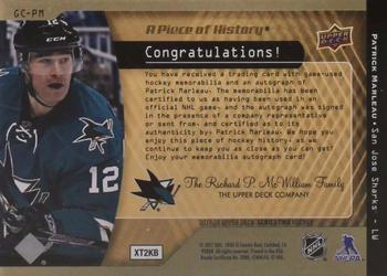 2018-19 Upper Deck - A Piece of History 500 Goal Club Auto Jersey #GC-PM Patrick Marleau Back