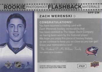 2018-19 Upper Deck - Rookie Photoshoot Flashback Materials Jersey #RPF-ZW Zach Werenski Back