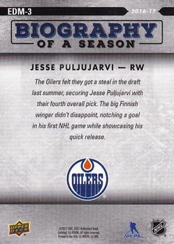 2016-17 Upper Deck Biography of a Season Edmonton Oilers #EDM-3 Jesse Puljujarvi Back
