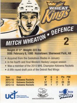 2015-16 Westside Brandon Wheat Kings (WHL) #2 Mitch Wheaton Back