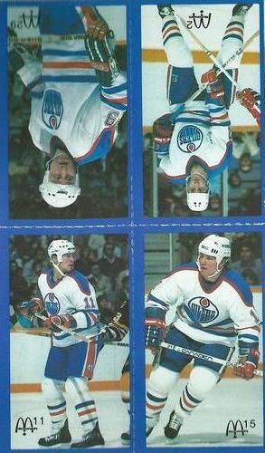 1983-84 McDonald's Edmonton Oilers Stickers - Panels #NNO Mark Messier / Pat Conacher / Lee Fogolin / Don Jackson Front