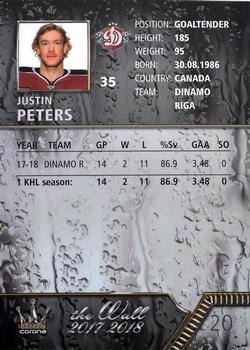 2017-18 Corona KHL The Wall (unlicensed) #20 Justin Peters Back