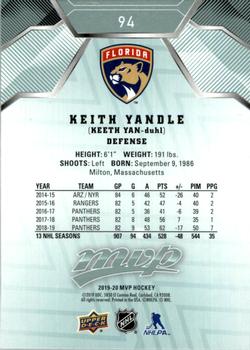 2019-20 Upper Deck MVP #94 Keith Yandle Back
