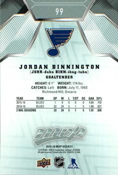 2019-20 Upper Deck MVP #99 Jordan Binnington Back