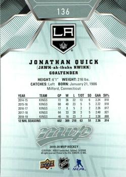 2019-20 Upper Deck MVP #136 Jonathan Quick Back