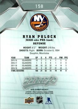2019-20 Upper Deck MVP #158 Ryan Pulock Back