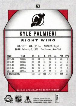 2018-19 O-Pee-Chee Coast to Coast #63 Kyle Palmieri Back