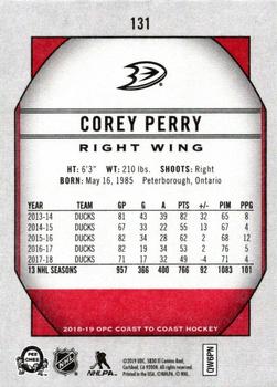 2018-19 O-Pee-Chee Coast to Coast #131 Corey Perry Back