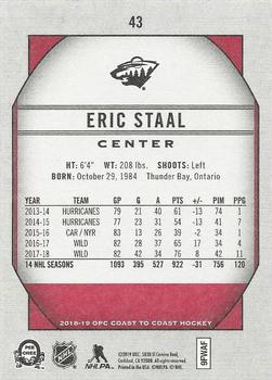 2018-19 O-Pee-Chee Coast to Coast - Red #43 Eric Staal Back
