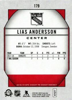 2018-19 O-Pee-Chee Coast to Coast - Red #179 Lias Andersson Back