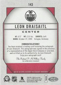 2018-19 O-Pee-Chee Coast to Coast - Autographs #143 Leon Draisaitl Back