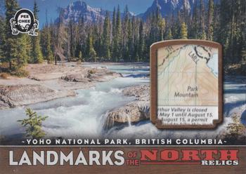2018-19 O-Pee-Chee Coast to Coast - Landmarks of the North Map Relics #NR-YNP Yoho National Park, British Columbia Front