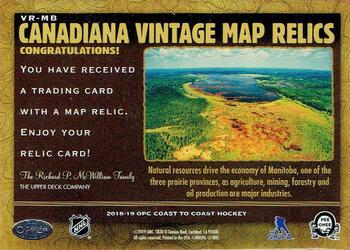 2018-19 O-Pee-Chee Coast to Coast - Canadiana Vintage Map Relics #VR-MB Manitoba 1895 and 1911 Back