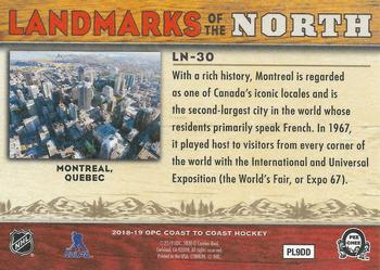 2018-19 O-Pee-Chee Coast to Coast - Landmarks of the North #LN-30 Montreal, Quebec Back