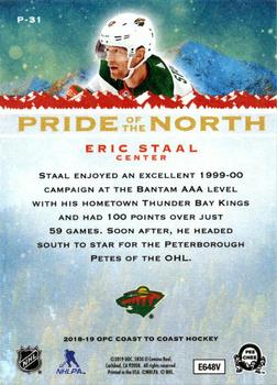 2018-19 O-Pee-Chee Coast to Coast - Pride of the North #P-31 Eric Staal Back