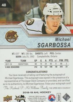 2018-19 Upper Deck AHL - Autographs #48 Michael Sgarbossa Back