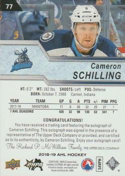 2018-19 Upper Deck AHL - Autographs #77 Cameron Schilling Back