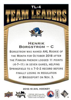 2018-19 Upper Deck AHL - Team Leaders #TL-4 Henrik Borgstrom Back