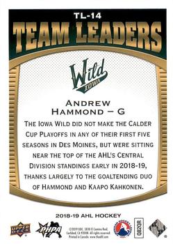 2018-19 Upper Deck AHL - Team Leaders #TL-14 Andrew Hammond Back