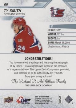 2018-19 Upper Deck CHL - Autographs #69 Ty Smith Back