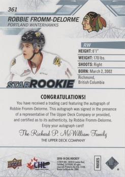 2018-19 Upper Deck CHL - Autographs #361 Robbie Fromm-Delorme Back