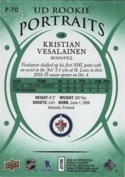 2018-19 Upper Deck - UD Portraits Green #P-70 Kristian Vesalainen Back