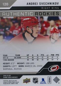2018-19 SP Game Used - Authentic Rookies Snowstorm (Black) #120 Andrei Svechnikov Back