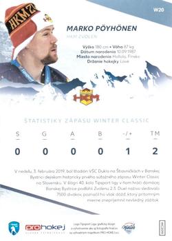 2018-19 SportZoo Tipsport Liga Winter Classic #W20 Marko Pöyhönen Back