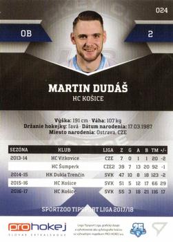 2017-18 SportZoo Tipsport Liga #024 Martin Dudas Back