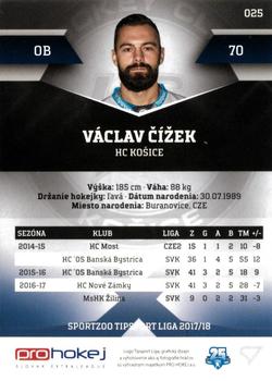 2017-18 SportZoo Tipsport Liga #025 Vaclav Cizek Back