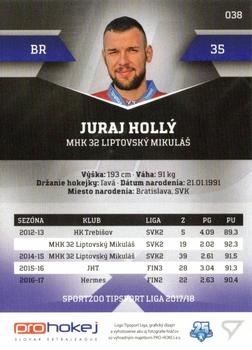 2017-18 SportZoo Tipsport Liga #038 Juraj Holly Back