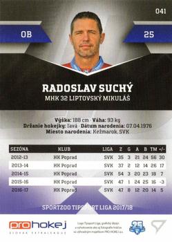 2017-18 SportZoo Tipsport Liga #041 Radoslav Suchy Back
