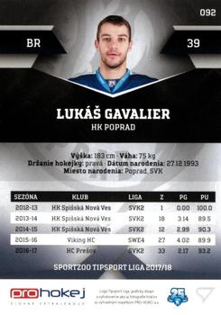 2017-18 SportZoo Tipsport Liga #092 Lukas Gavalier Back